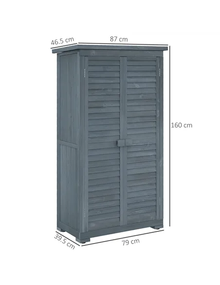 Outsunny 39.5 x 79cm Fir Wood Garden Shed - Grey