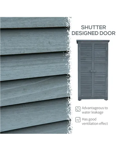 Outsunny 39.5 x 79cm Fir Wood Garden Shed - Grey