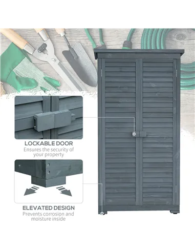 Outsunny 39.5 x 79cm Fir Wood Garden Shed - Grey