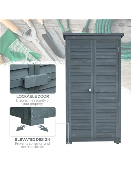 Outsunny 39.5 x 79cm Fir Wood Garden Shed - Grey