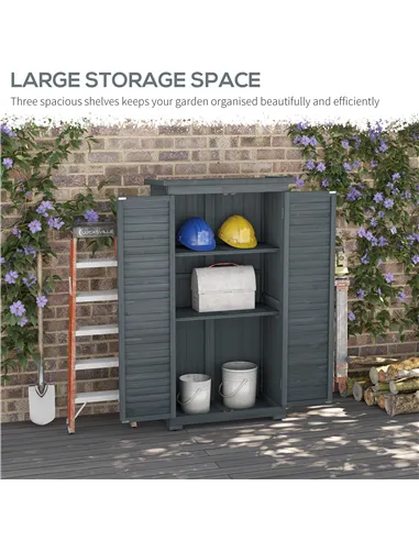 Outsunny 39.5 x 79cm Fir Wood Garden Shed - Grey