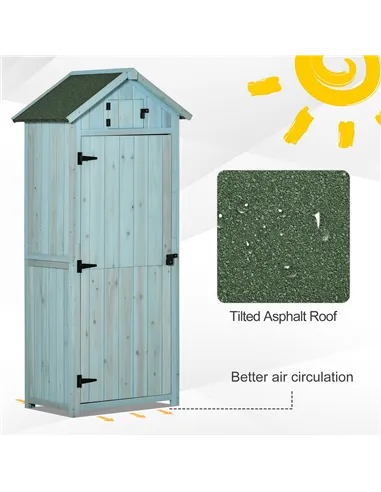 Outsunny Garden Shed Vertical Utility 3 Shelves Shed Wood Outdoor Garden Tool Storage Unit Storage Cabinet, 77 x 54.2 x 179cm - 