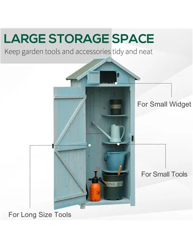Outsunny Garden Shed Vertical Utility 3 Shelves Shed Wood Outdoor Garden Tool Storage Unit Storage Cabinet, 77 x 54.2 x 179cm - 