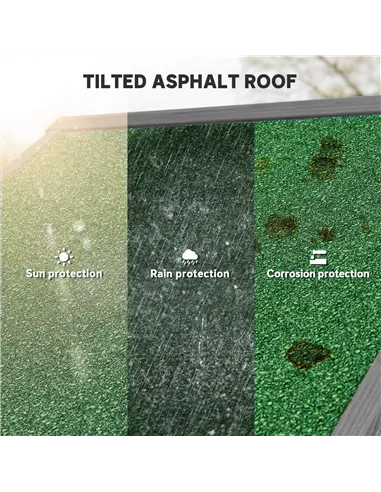 Outsunny Wooden Garden Shed, Utility Outdoor Small Shed with Lockable Double Doors, Shelves and Roof Hatch, Grey