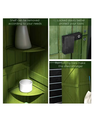 Outsunny Small Shed, Tall Slim Wooden Garden Shed with 3 Removable Shelves and Roof Hatch, Compact Outdoor Tool Storage Cabinet 