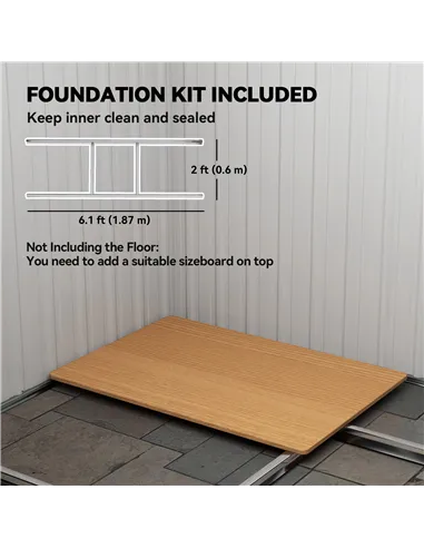 Outsunny 7 x 4ft Outdoor Storage Shed with Foundation Kit, Lean to Metal Garden Shed for Log, Rubbish Bin, Tool, Lawnmower, Bike