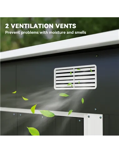 Outsunny 7 x 4ft Outdoor Storage Shed with Foundation Kit, Lean to Metal Garden Shed for Log, Rubbish Bin, Tool, Lawnmower, Bike