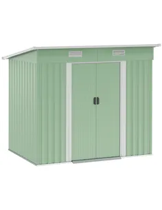 Outsunny 7 x 4ft Outdoor Garden Metal Storage Shed, Tool Storage Box for Backyard, Patio and Lawn, Light Green