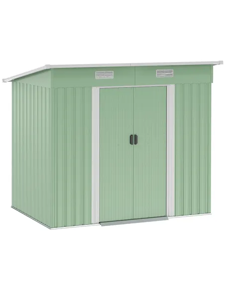 Outsunny 7 x 4ft Outdoor Garden Metal Storage Shed, Tool Storage Box for Backyard, Patio and Lawn, Light Green