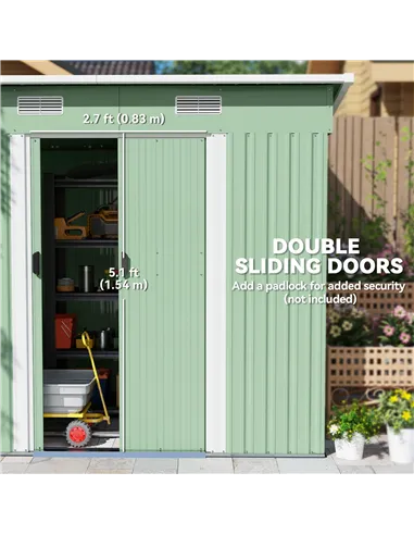 Outsunny 7 x 4ft Outdoor Garden Metal Storage Shed, Tool Storage Box for Backyard, Patio and Lawn, Light Green