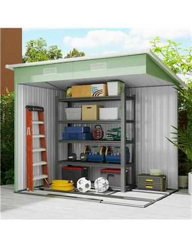 Outsunny 7 x 4ft Outdoor Garden Metal Storage Shed, Tool Storage Box for Backyard, Patio and Lawn, Light Green