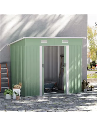 Outsunny 7 x 4ft Outdoor Garden Metal Storage Shed, Tool Storage Box for Backyard, Patio and Lawn, Light Green