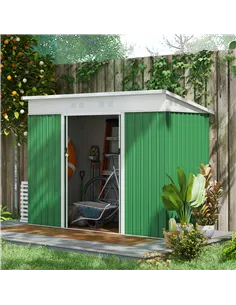 Outsunny 7.6 x 4.3ft Garden Storage Shed with Lockable Sliding Doors and Ventilation, Metal Garden Tool Storage House, Green 2