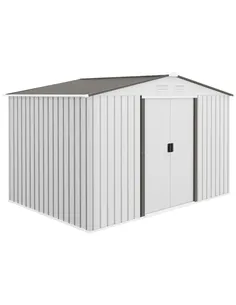 Outsunny Metal Bike Shed, Mobility Scooter Shed House with Foundation Kit, Ventilation, Doors, 9 x 6FT, Silver