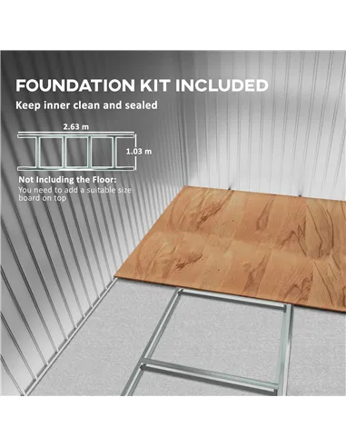 Outsunny Metal Bike Shed, Mobility Scooter Shed House with Foundation Kit, Ventilation, Doors, 9 x 6FT, Silver