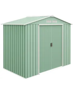 Outsunny 7 x 4ft Metal Garden Shed, Outdoor Storage Tool House with Ventilation Slots, Foundation Kit and Lockable Double Doors,