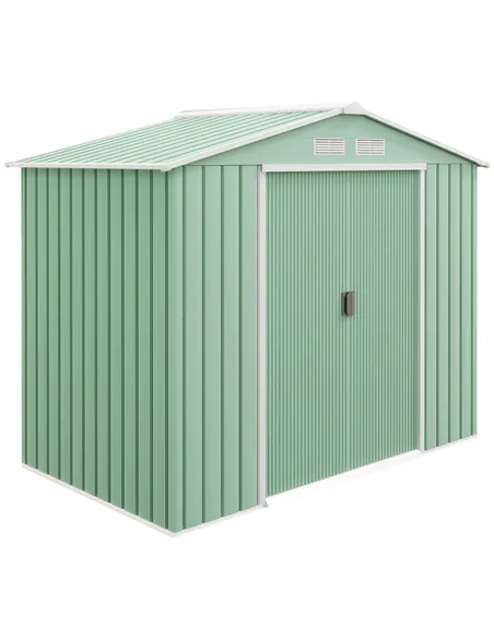 Outsunny 7 x 4ft Metal Garden Shed, Outdoor Storage Tool House with Ventilation Slots, Foundation Kit and Lockable Double Doors,