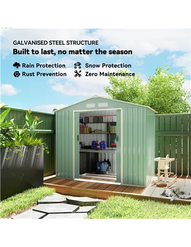 Outsunny 7 x 4ft Metal Garden Shed, Outdoor Storage Tool House with Ventilation Slots, Foundation Kit and Lockable Double Doors,