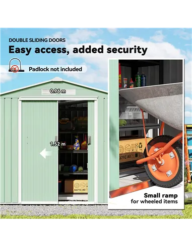 Outsunny 7 x 4ft Metal Garden Shed, Outdoor Storage Tool House with Ventilation Slots, Foundation Kit and Lockable Double Doors,