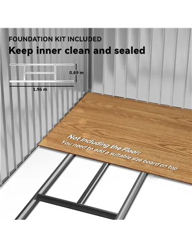 Outsunny 7 x 4ft Metal Garden Shed, Outdoor Storage Tool House with Ventilation Slots, Foundation Kit and Lockable Double Doors,