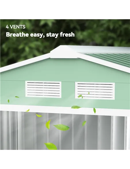 Outsunny 7 x 4ft Metal Garden Shed, Outdoor Storage Tool House with Ventilation Slots, Foundation Kit and Lockable Double Doors,