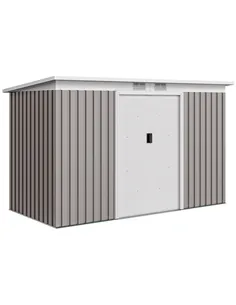 Outsunny Corrugated Garden Metal Storage Shed Outdoor Equipment Tool Box with Kit Ventilation Doors 9x 4FT Light Grey