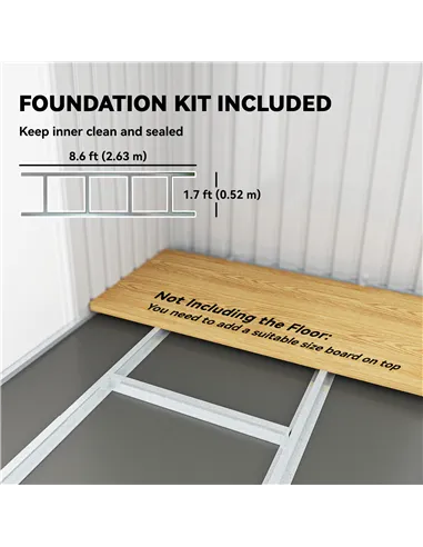 Outsunny Corrugated Garden Metal Storage Shed Outdoor Equipment Tool Box with Kit Ventilation Doors 9x 4FT Light Grey