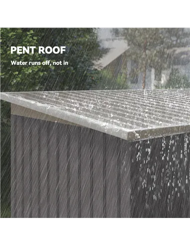 Outsunny Corrugated Garden Metal Storage Shed Outdoor Equipment Tool Box with Kit Ventilation Doors 9x 4FT Light Grey