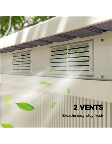 Outsunny Corrugated Garden Metal Storage Shed Outdoor Equipment Tool Box with Kit Ventilation Doors 9x 4FT Light Grey