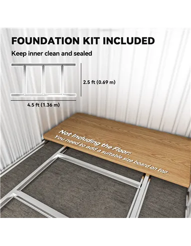 Outsunny Garden Metal Tool Storage Shed with Sliding Door, Sloped Roof and Foundation Kit, 152 x 132 x 188cm, Grey