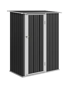 Outsunny 5ft x 3ft Metal Garden Storage Shed, Outdoor Tool Shed with Sloped Roof, Lockable Door for Tools, Equipment, Grey