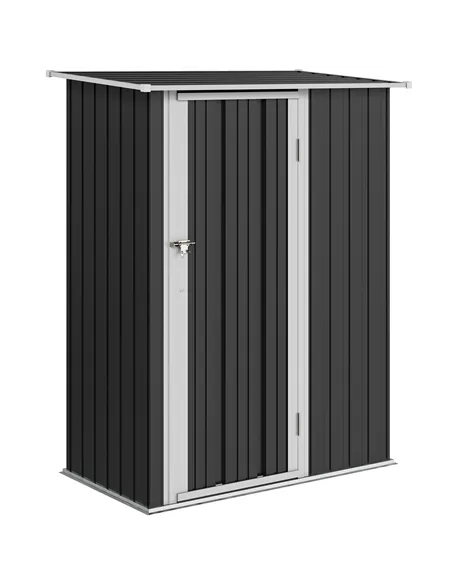Outsunny 5ft x 3ft Metal Garden Storage Shed, Outdoor Tool Shed with Sloped Roof, Lockable Door for Tools, Equipment, Grey