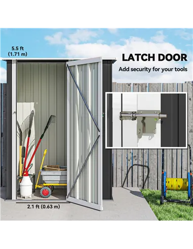 Outsunny 5ft x 3ft Metal Garden Storage Shed, Outdoor Tool Shed with Sloped Roof, Lockable Door for Tools, Equipment, Grey