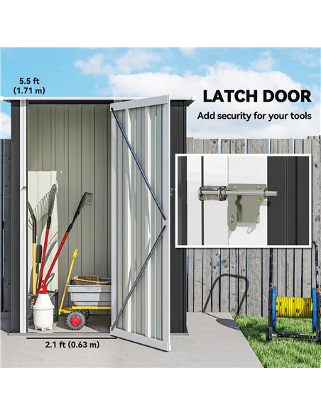 Outsunny 5ft x 3ft Metal Garden Storage Shed, Outdoor Tool Shed with Sloped Roof, Lockable Door for Tools, Equipment, Grey