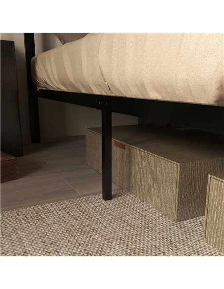 HOMCOM Industrial Double Bed Frame, 5FT Steel Bed Base with Headboard, Footboard, Slatted Support and Under Bed Storage, 142 x 1