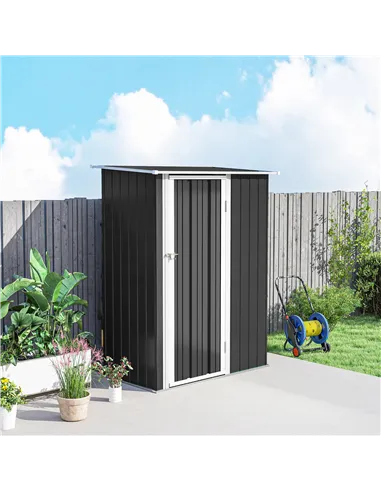 Outsunny 5ft x 3ft Metal Garden Storage Shed, Outdoor Tool Shed with Sloped Roof, Lockable Door for Tools, Equipment, Grey