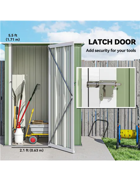 Outsunny 5ft x 3ft Metal Garden Storage Shed, Outdoor Tool Shed with Sloped Roof, Lockable Door for Tools, Equipment, Light Gree
