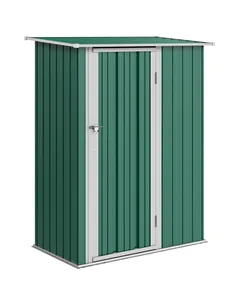 Outsunny 5ft x 3ft Metal Garden Storage Shed, Outdoor Tool Shed with Sloped Roof, Lockable Door for Tools, Equipment, Green