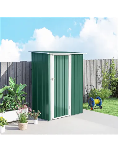 Outsunny 5ft x 3ft Metal Garden Storage Shed, Outdoor Tool Shed with Sloped Roof, Lockable Door for Tools, Equipment, Green