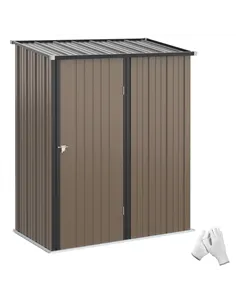 Outsunny 5.3 x 3.1ft Corrugated Steel Garden Shed - Brown