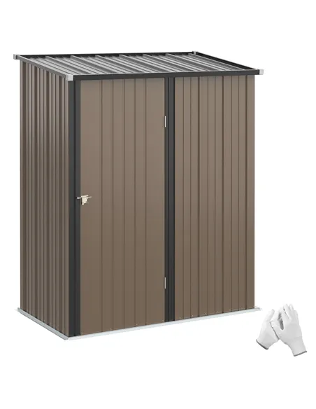 Outsunny 5.3 x 3.1ft Corrugated Steel Garden Shed - Brown