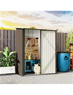 Outsunny 5.3 x 3.1ft Corrugated Steel Garden Shed - Brown 2