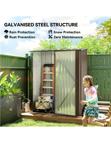 Outsunny 5.3 x 3.1ft Corrugated Steel Garden Shed - Brown