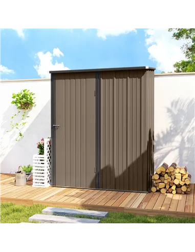 Outsunny 5.3 x 3.1ft Corrugated Steel Garden Shed - Brown