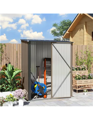 Outsunny 5.3 x 3.1ft Corrugated Steel Garden Shed - Brown