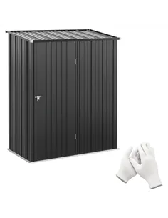 Outsunny 5.3 x 3.1ft Corrugated Steel Garden Shed - Black