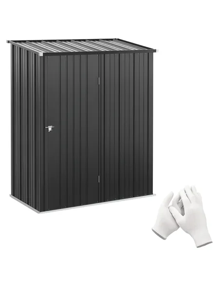 Outsunny 5.3 x 3.1ft Corrugated Steel Garden Shed - Black