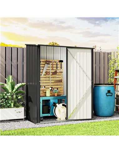 Outsunny 5.3 x 3.1ft Corrugated Steel Garden Shed - Black