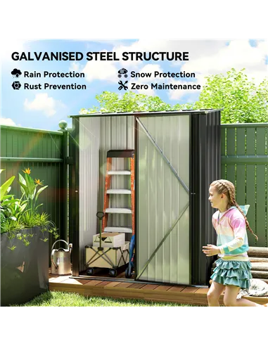 Outsunny 5.3 x 3.1ft Corrugated Steel Garden Shed - Black