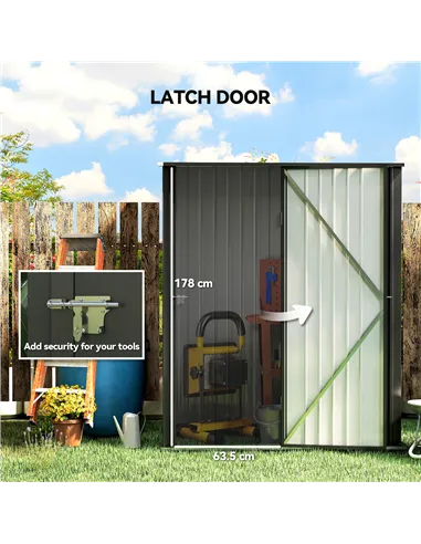 Outsunny 5.3 x 3.1ft Corrugated Steel Garden Shed - Black